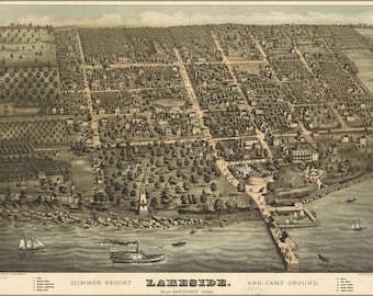 Poster, Many Sizes Available; Map Of Lakeside Resorts Sandusky Ohio 1884