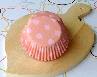 Coral Pink/Pink Polka Dots Cupcake Liners