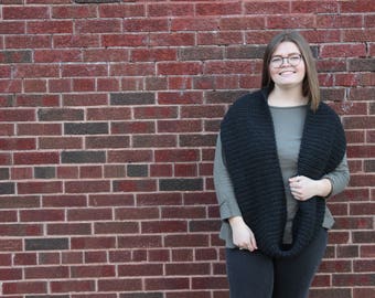 charcoal grey wrap/cowl