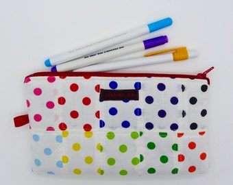 Pencil case, make-up bag, zip purse, cosmetic bag, cosmetic case, mixed spot lined zip bag, wash bag,zip pouch,toiletry bag.