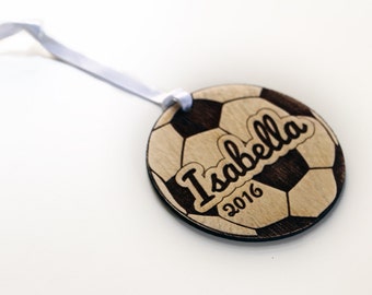 Personalized Soccer Ball Christmas Ornament - Gift for Soccer Player - Wooden Sports Christmas Ornament Personalized with Child's Name