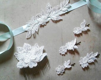 Handmade Layered Ivory Lace Bridal Sash