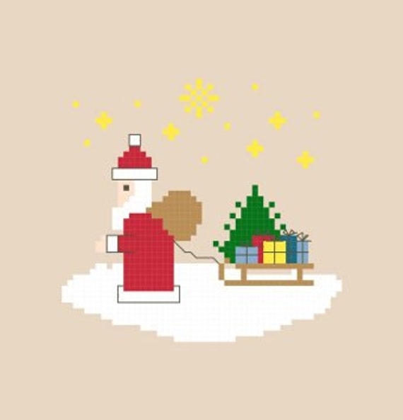 Here Comes Santa Claus Cross Stitch Pattern PDF