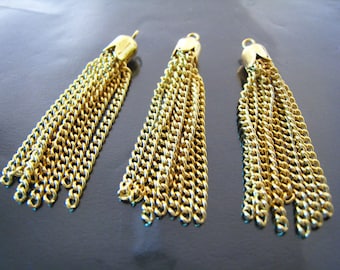 Finding - 8 pcs of Gold Plated Tassel Charms ( 44mm in length )