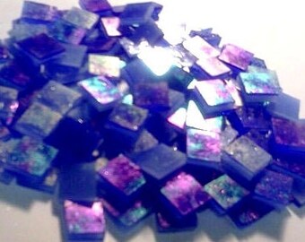 IRIDIZED COBALT BLUE - Rainbow & Gold Stained Glass Tile Supply Z3