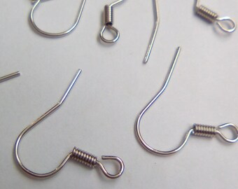 10 hooks earrings dark silver tone 15mm