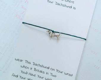 Sausage Dog Charm Bracelet, Dachshund Wish Bracelet