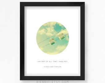 I am Part of All That I Have Met, Poetry, Alfred Lord Tennyson, Quote Print, Typography, Skyscape, Inspirational Quote, Minimalist Art