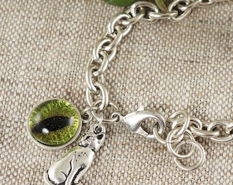 Bracelet Olive Green Cat Eye (#6554)