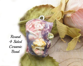 Focal Bead - necklace bead - Ceramic Pendant - OOAK bead - people bead - pendant bead - # 157