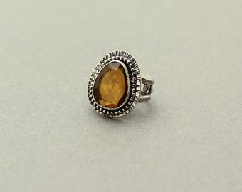 Citrine Ring, Gemstone Ring, Sterling Silver Ring, November Birthstone, Natural Citrine Ring, Statement Ring, Boho Ring, JMK Jewelry, size 7