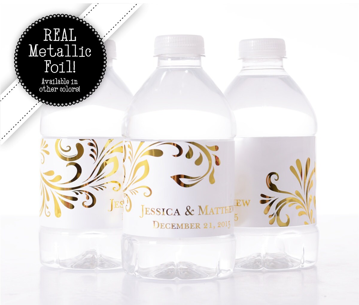 Download GOLD FOIL Wedding Water Bottle Labels REAL Metallic Foil Yellowimages Mockups