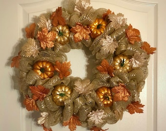 Sparkle Harvest Fall Deco Mesh Wreath