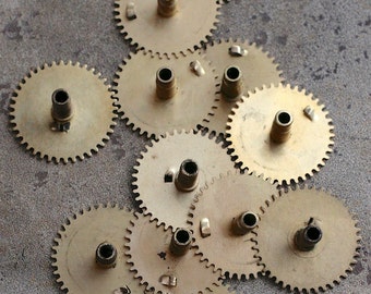 Vintage selection of clock gears -- brass -- set of 12 -- D2