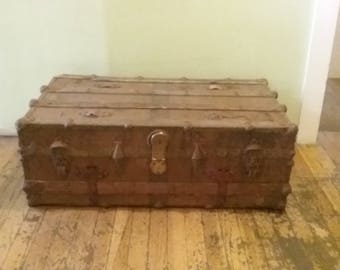 Wood and Metal Trunk, Vintage Rusty Trunk, Worn Out Trunk,