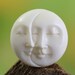 Moon & Sun Face Carving, 25mm, Carved Bone Flat Back Cabochon Sleeping Relaxed Peaceful Serene Tranquil Eyes Close Buddhist Effigy B322