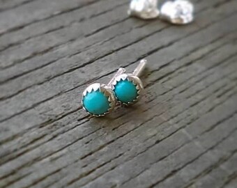 Turquoise Stud Earrings, Kingman Turquoise Earrings, Sterling Silver Studs, Natural Turquoise, Genuine Turquoise, Post Earrings