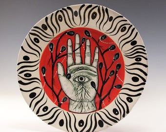Dessert Plate - Painting by Jenny Mendes on a round ceramic dessert plate - Eye in Hand