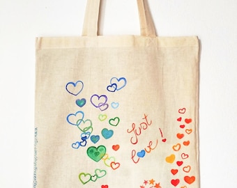 Canvas tote bag , shopping bag , handpainted tote , eco bag