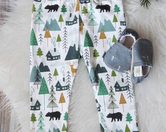 Mountain Leggings, organic baby leggings, organic baby clothes, toddler boy leggings, baby boy leggings, Baby Pants, baby boy pants