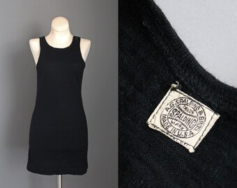 1920s RARE Antique Spalding Black Wool Bathing Suit / 20s Ladies Womens Great Gatsby Flapper Skirt with Shorts / XS Extra Small