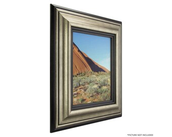 Craig Frames, 11x14 Inch Aged Silver and Black Picture Frame, Sonora 3" Wide (213072021114)