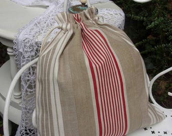 bag all uses, in antique cotton ticking