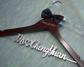 Personalized Wedding Hanger with Date | Bridal Shower Gift | Custom Bride Hanger Laser Cut | Gift for Her | Wedding Shower Gift for Bride