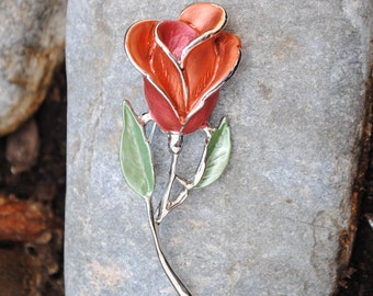 pink flower brooch - vintage - enamel pin - brooch - brooch women brooch - brooch