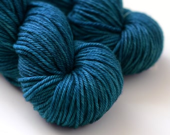 Hand Dyed Merino Wool Yarn - Zenith - Dark Semi-Solid Blue