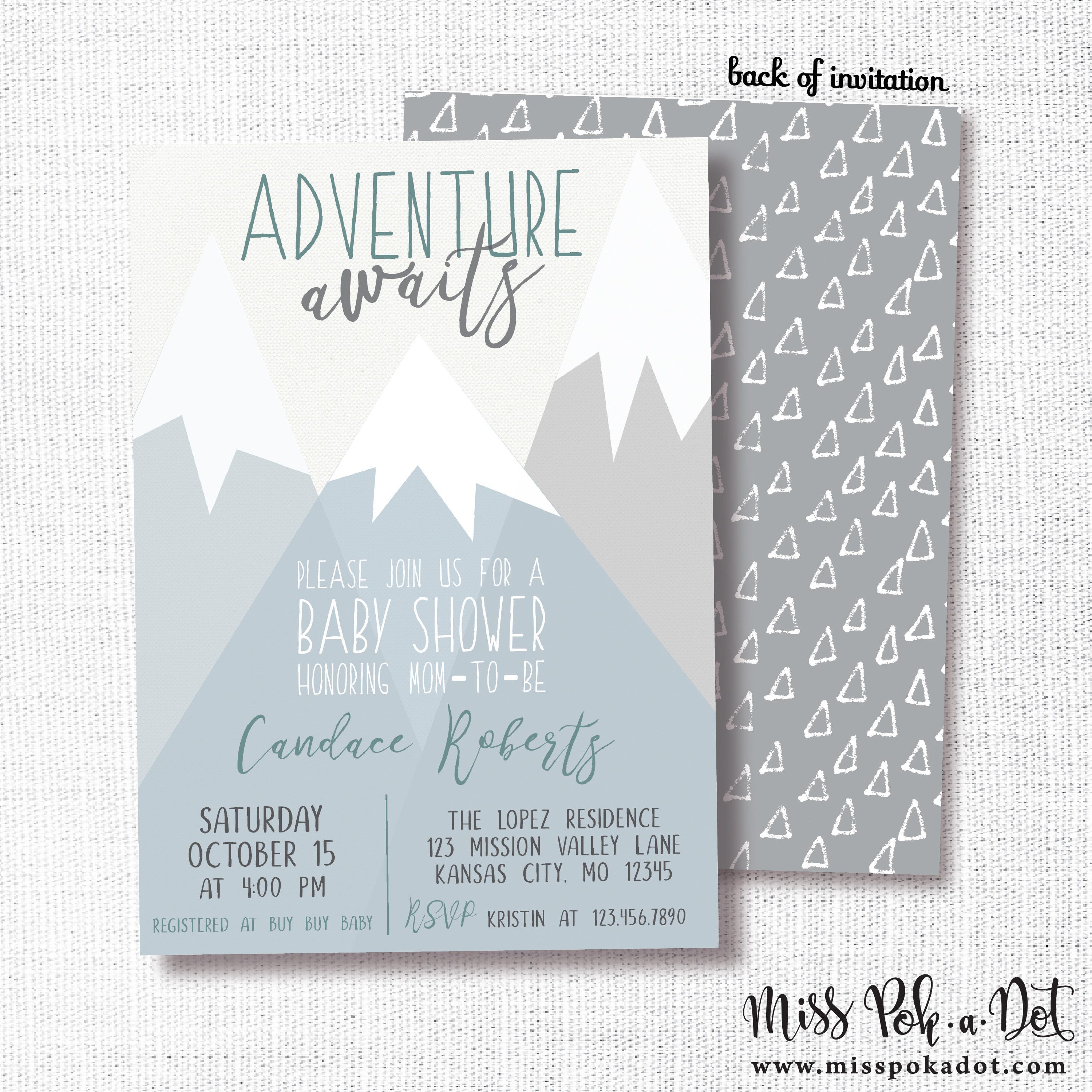 Adventure Baby Shower Invitation Printable Mountain Invite