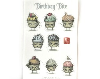 Crabby Cupcake Sticker Sheet - by Mab Graves