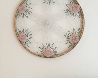 Gift for Her, Vintage Crochet Doilies, Flowers, Spider Web, Hoop Art, Wall Decor, Cottage Chic, Home Decor