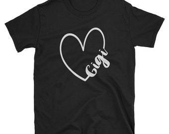 Gigi Shirt Gigi Gift Heart Pregnancy Reveal, Birth Announcement, Tee