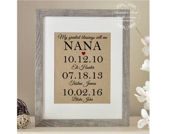 Personalized Nana Gift, Mother's Day Gift for Nana, My Greatest Blessings Call Me Nana, Grandchildren Name Wall Art, Nana Gift, Grandma Gift