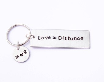 Long distance relationship keychain - Long distance love - Long distance boyfriend gift - Long distance best friend gift - Going away gift -