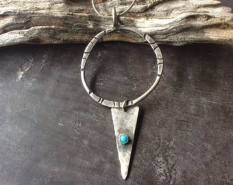 Organic Turquoise & Sterling circle necklace