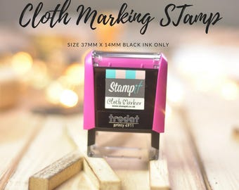 CLOTH STAMP, sew in labels, fabric stamp, Self Inking Stamp, name stamp, textile stamp, logo onto fabric, - Custom stamp, childs name labels