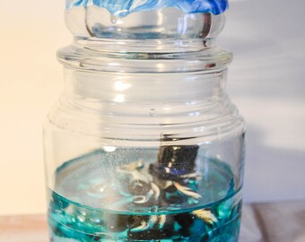 Marbled Steampunk Gentleman Octopus in Jar