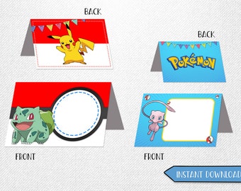Pokemon food cards, Pokemon tent cards, Pokemon place cards, Pokemon food labels!
