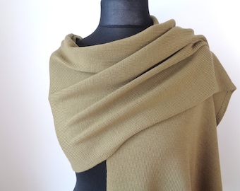 Wool scarf shawl Olive brown merino scarf Cashmere merino scarf shawl Knit merino wrap scarves Merino cashmere scarf