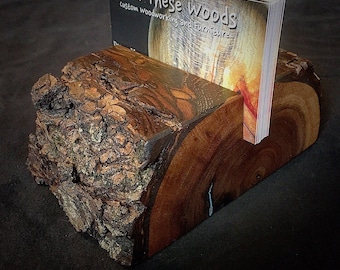Black Walnut Business Card Holder w/ Blue Resin.