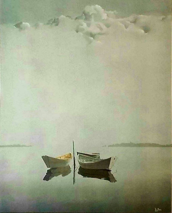 John Lutes Three Dories 1970 Original Lithograph