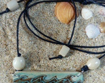 Stormy Seas Pyrography Necklace