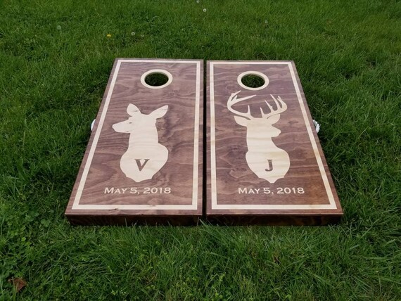 Natural wood logo Cornhole Sets