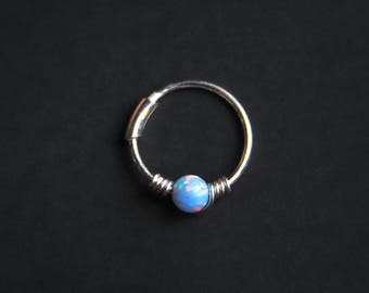 Opal Sterling Silver Cartilage Earring Nose Ring Hoop Jewellery Jewelry Tragus Cartilage Body Jewellery Ethnic Boho Gothic Rain