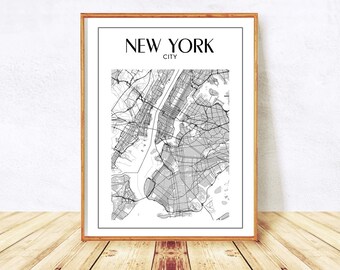 new york map new york city map manhattan map nyc map print
