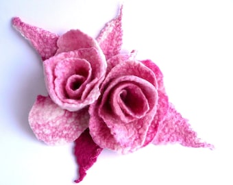 Felted flower brooch felt brooch felted brooch pink flower brooches felt brooches roses brooch felt brooches felted rose felt roses fiber