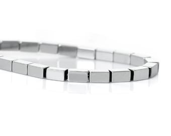 4mm Metallic SILVER Rectangle HEMATITE Gemstone Beads, full strand 100 beads ghe0037