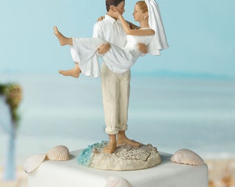 Beach Wedding Cake Topper, Beach Wedding Cake Top, Bride and Groom Cake Tops, Beach Wedding Figurines for Wedding Cake Top